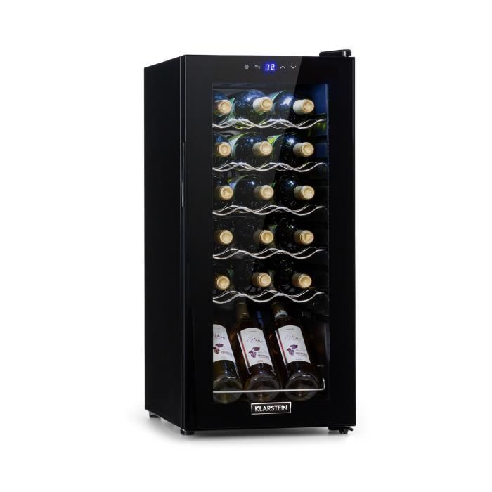 Klarstein Shiraz 18 slim uno, Cave à vin réfrigérée compacte 50 l / 18 bouteilles - noire