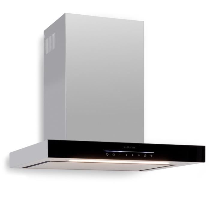 Hotte aspirante 60 cm - Klarstein Alinea 60 - Contrôle par app -A++ - 500 m³-h - tactile Gris