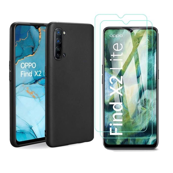 Coque Silicone TPU Couleur Noir + 2 Verres Trempes Pour Oppo Find X2 Lite Little Boutik Couleur :