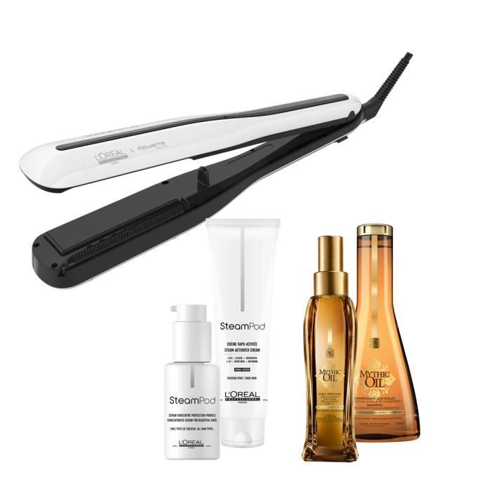 L'Oréal Pro Steampod 3.0 Lisseur + Crème Epais 150 ml + Sérum 50 ml + Huile Originale Mythic Oil 100ml + Shampoing Mythic Oil 250ml