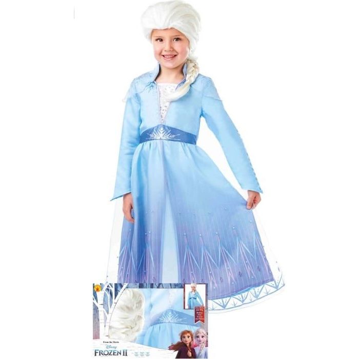 RUBIE'S. Déguisement Elsa Frozen La Reine des Neiges 2 avec Perruque pour fille. 5 ans. Enfant