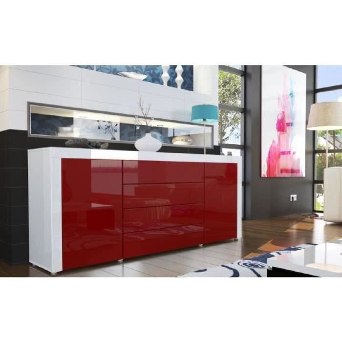 Buffet design laqué blanc /bordeaux