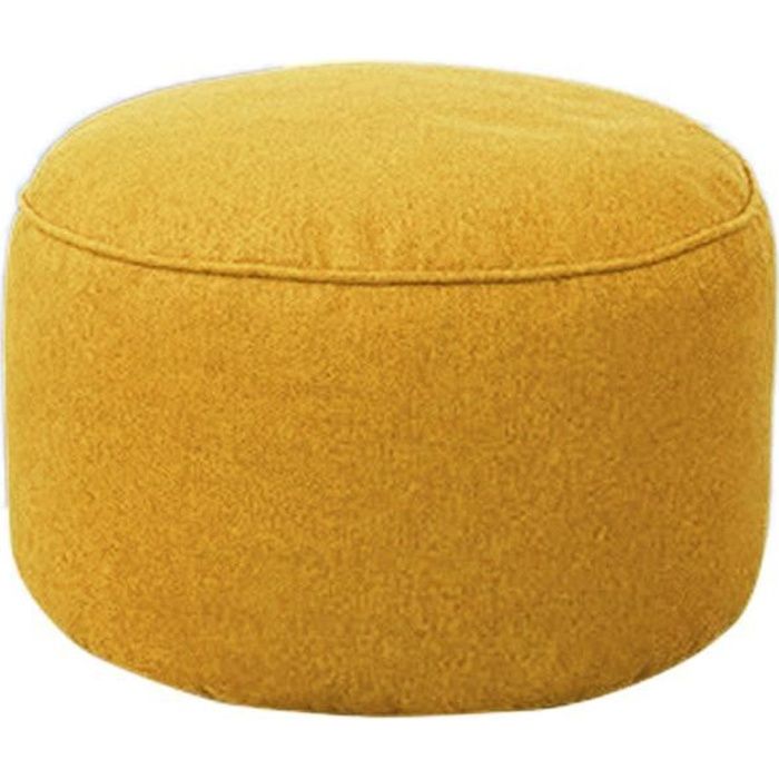 TEMPSA Pouf Canapé Tabouret Rond Couvrir Sacs De Fèves Paresseux de Sofa Coton Couverture Jaune