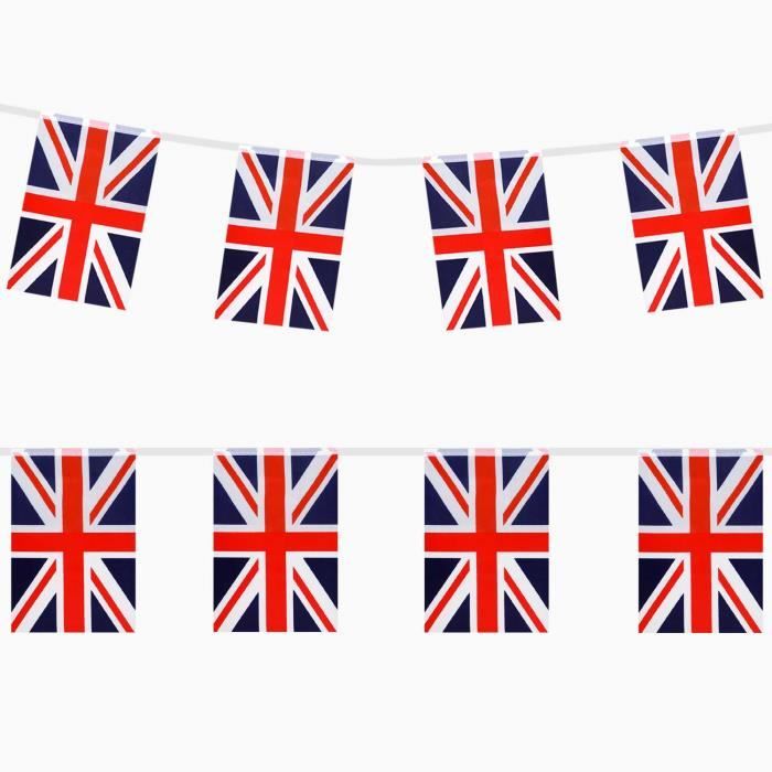 TRIXES Guirlande de 9 Mètres Drapeau Britannique Rouge Blanc Bleu Fanion Britannique Rectangulaire pour Célébrations Nationales