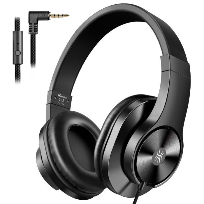 Casque filaire sur l'oreille casque avec microphone stéréo basse écouteur