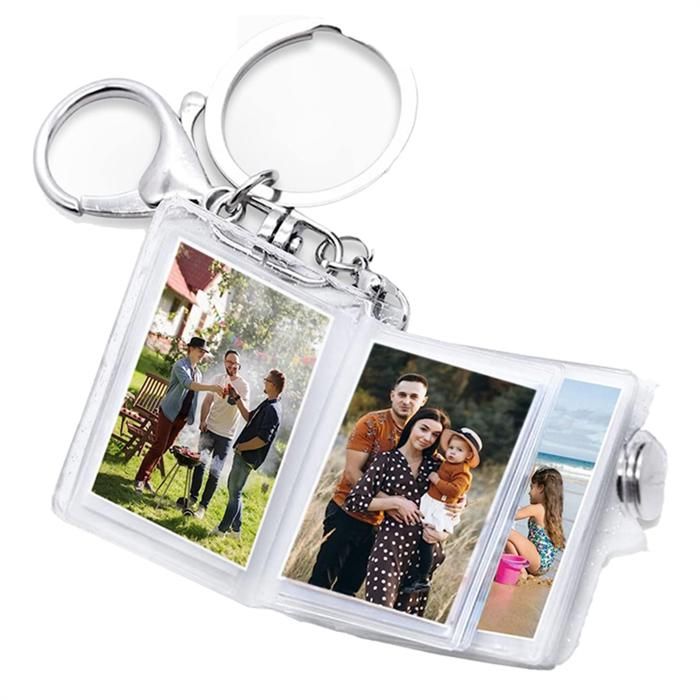 Porte-clés Mini Album Photo 24 Poches - Classeur Anneau Transparent Pour Photos, Tickets - Cadeau Original Anniversaire, Mariage, école - Format Compact 5x3,5 Cm - 12