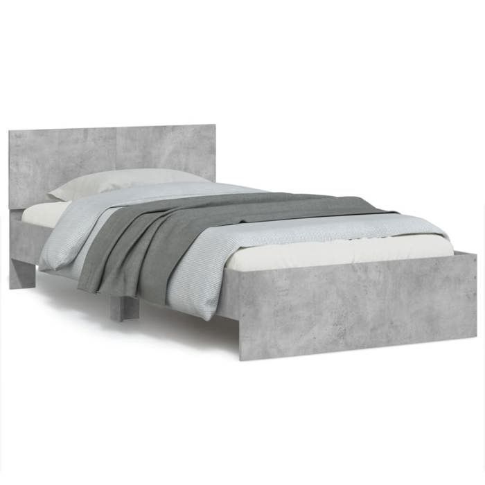 CHIC Lit Single 1 Place Cadre de lit avec tête de lit gris béton 100x200 cm Design28403
