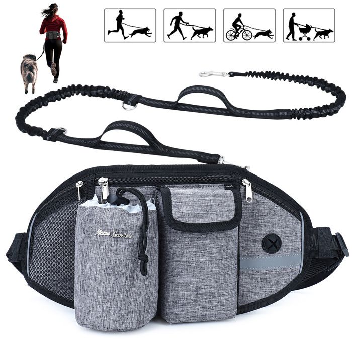 Meilleurs prix pour Laisse pour Chien, Laisse pour Chien Mains Libres, Absorption des Chocs jusqu'à 110 kg, Coutures réfléchissantes Confortables, Gris