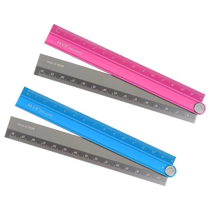 Kozelo Règle à Échelle Creuse 2 Pièces 15 Cm - Règle Métal Triangulaire Aluminium Rose Rouge Pour Dessin Et Mesure Précise