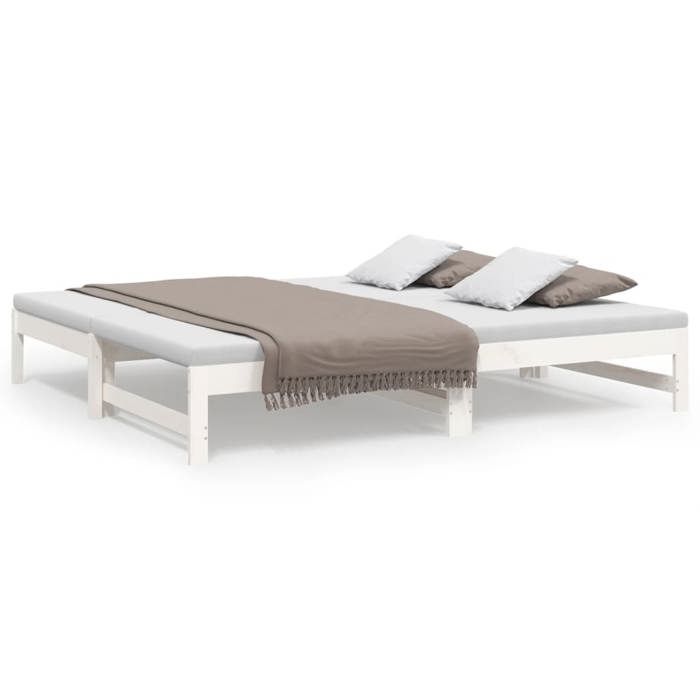 UU*NEW Lit coulissant - Blanc 2x(75x190) cm - Bois de pin massif LL167179