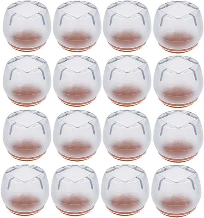 16 Pièces Chaise Casquettes 21-25mm Patins pour Meubles Rond Carré Silicone Protection Plaquettes de Pieds de Meubles Chaise Jambe