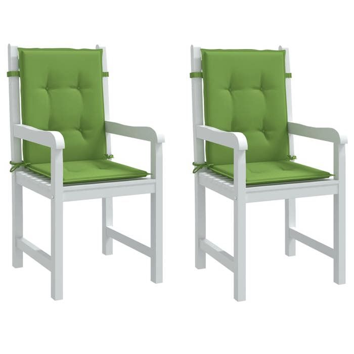 vidaXL Coussins de chaise à dossier bas lot de 2 vert mélangé tissu 4002460