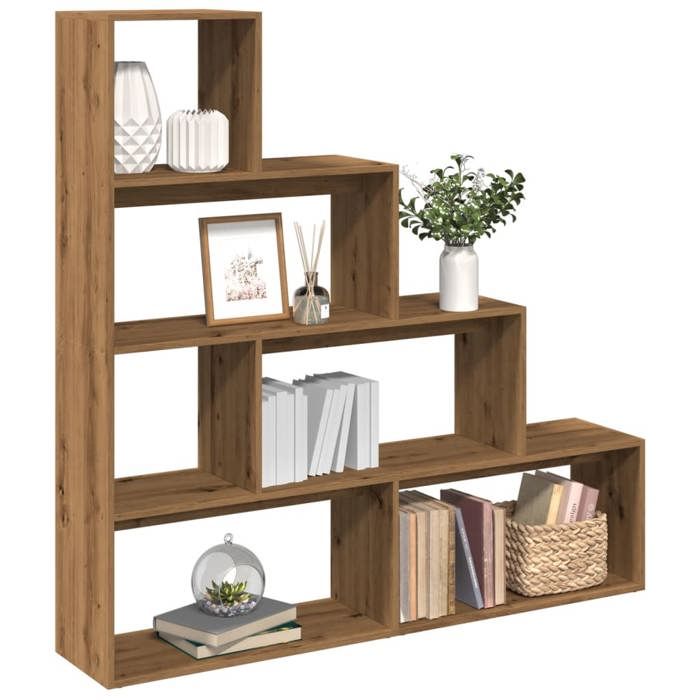 vidaXL Étagère séparatrice de pièce à 4 niveaux chêne artisanal bibliothèque support à livres étagère dexposition 858002