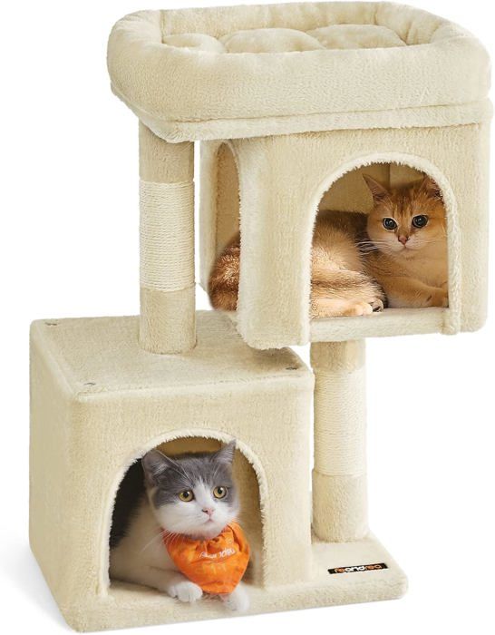 Meilleurs prix pour Arbre À Chat Tour De Jeux 67 Cm S Maison Pour Chatons JusquÀ 3 Kg Grande Plate-Forme 2 Niches Griffoir Beige Pct611M01