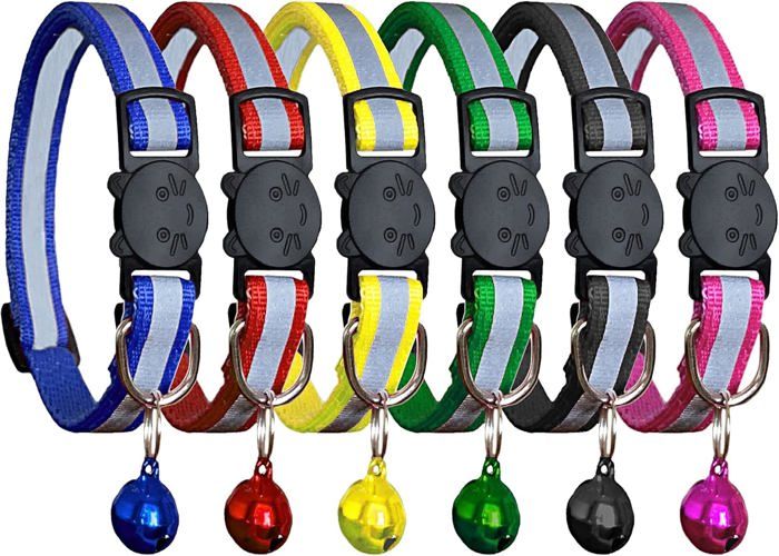 Comparer les prix de Collier pour chat FUNPET 6 pièces avec bande réfléchissante en nylon et clochette, sûr et durable