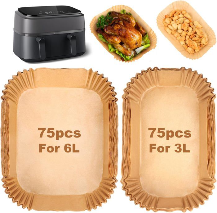 Papier Cuisson Friteuse Air 100 Pièces - Pour Moulinex EZ9018, Philips 3000, Cecotec DuoSize Papier Parchemin 100 Feuilles