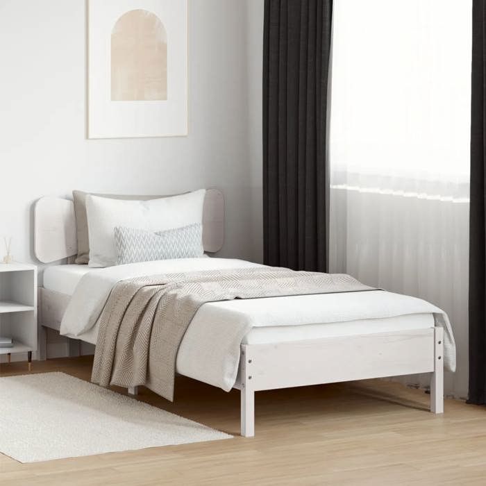 Tête de lit-Tête de Cadre de Lit blanc 90 cm bois massif de pin(483754)ZLH