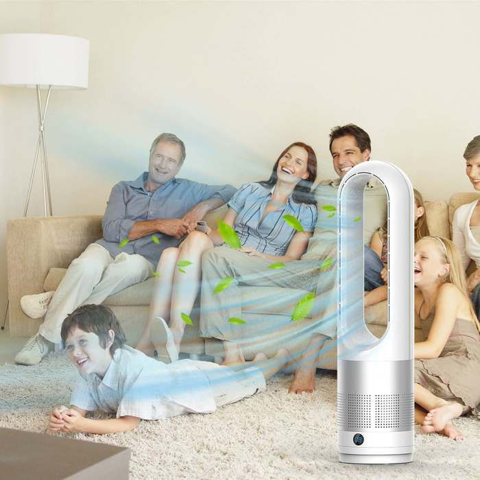 Ventilateur Tour Sans Pales Silencieux 220V – Oscillation 80° Télécommande 5m Minuterie 8H Écran Tactile Refroidisseur dAir - Prumya