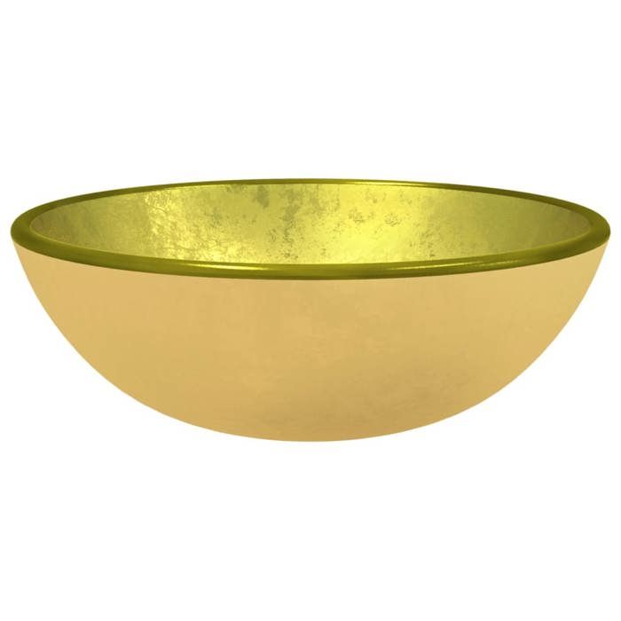 Lavabo verre trempé à poser rond gravure bleu avec robinet pour salle de bains
