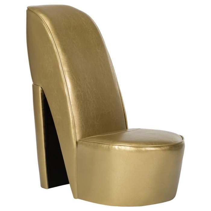 Clarence* Chaise en forme de chaussure à talon haut Fauteuil Salon Doré Similicuir &Europ7741508