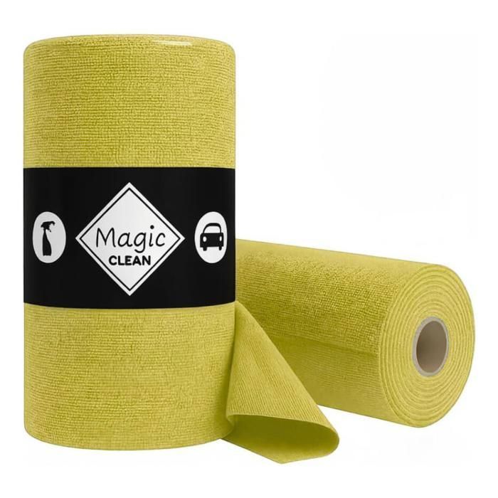 Chiffons microfibres vitre salle de bain voiture meuble réutilisables sans peluche - 75 feuilles déchirables 30x30cm jaune