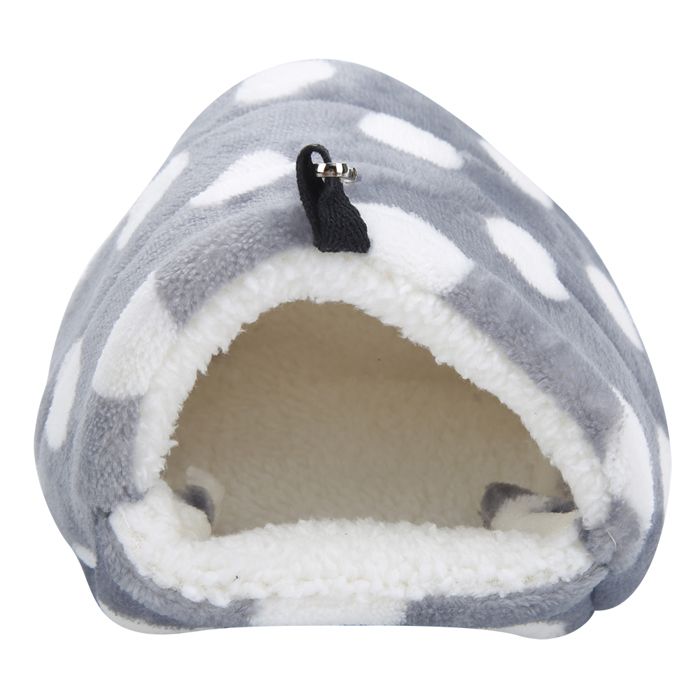 Hamac chaud en flanelle Shu Velveteen pour hamster accessoire de maison pour petits animaux de compagnie gris gros pois S