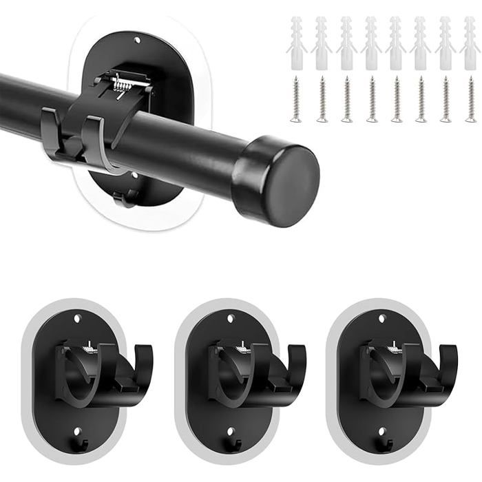 Supports adhésifs grand modèle pour tringle à rideau – lot de 4 GRAND SUPPORT POUR TRINGLE