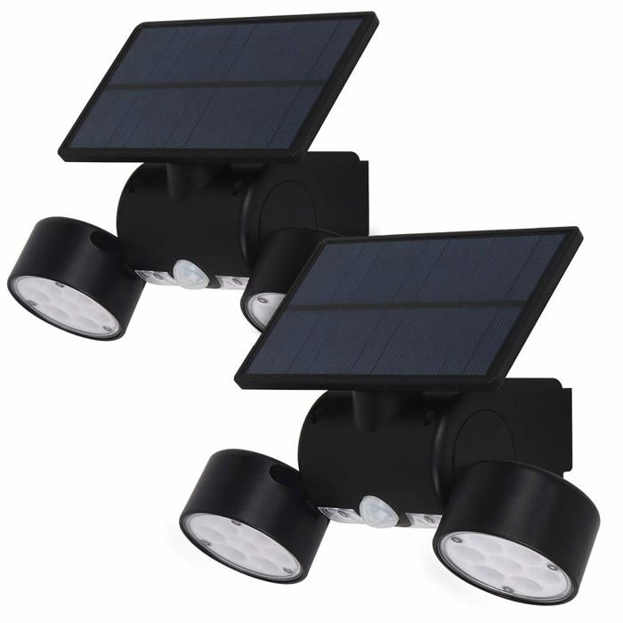 Lot de 2 lampes solaires dextérieur étanches IP65 avec détecteur de mouvement et 30 LED appliques murales solaires sans fil