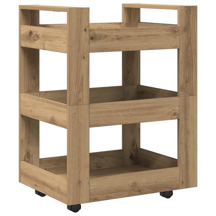 Chariot de cuisine en bois - vidaXL - 60x45x80 cm - Chêne artisanal - Bois dingénierie - Moderne - Roulettes
