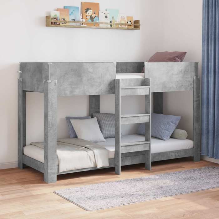 (ON SALE)Cadre de lit/Lit Superposé pour Enfants simple - Pour Adulte ou enfant - avec matelas Gris béton 80 x 190 cm EU703703
