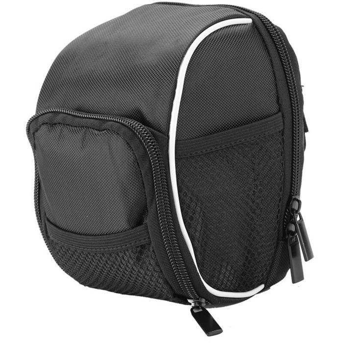 Pochette de sac de guidon de tube de cadre avant de vélo à dégagement rapide multifonction noir