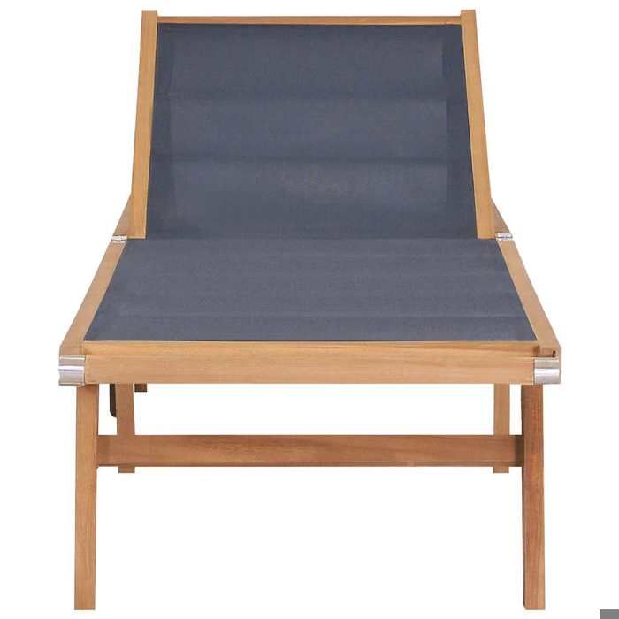 Chaise longue/Fauteuil long - CLARENCE® - Bain de Soleil simple - 1 PLACE - pliable avec roulettes Teck massif et textilène 61267