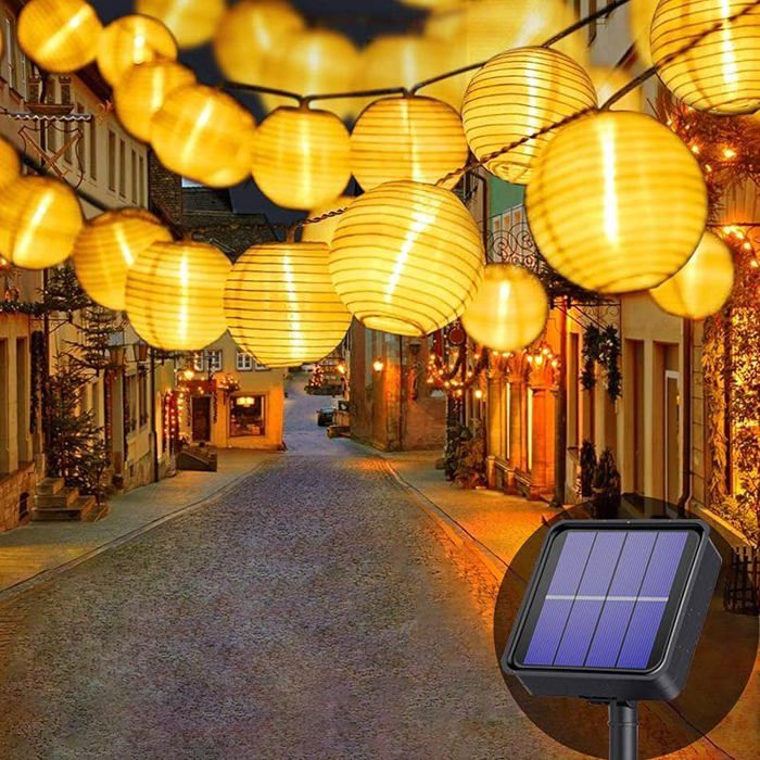 Guirlande lumineuse solaire extérieure Lezonic 8m 30 LED lanternes 8 modes étanche blanc blanc GUIRLANDE LUMINEUSE DEXTERIEU