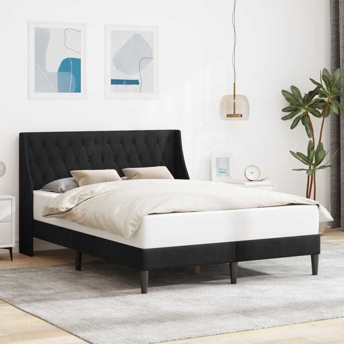 vidaXL Cadre de lit avec tête de lit Noir 140 x 190 cm Velours 42027428