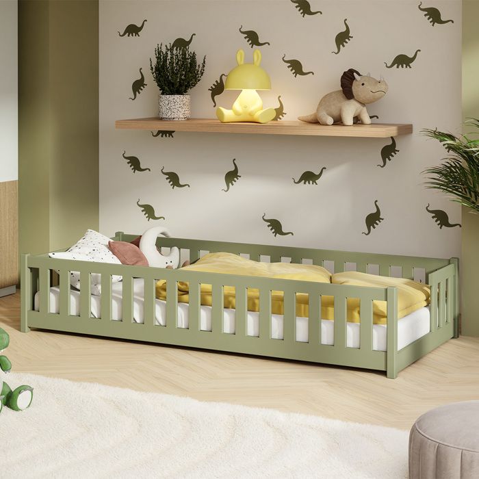 Lit au sol Petits-meubles - Théa - 198 x 97 x 45cm - Olive Lit au sol Petits-meubles - Théa - 198 x 97 x 45cm - Olive