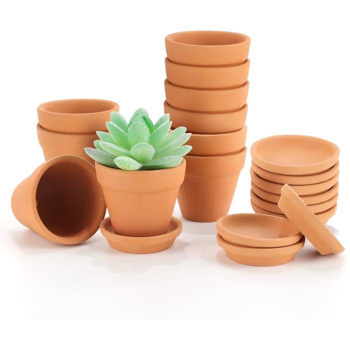10 Pièces Petits Pots En Terre Cuite Avec Plateau 5.5X5Cm Mini Pots En Terre Cuite Pour Plantes Succulentes Mini Pots De Fle[PP43]