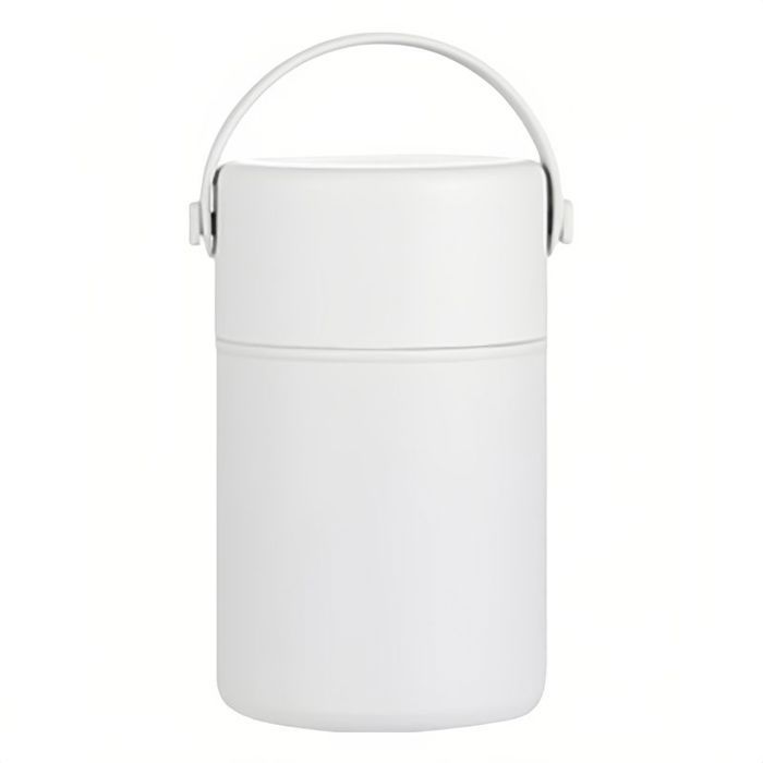 Thermos 850 ml Inox Double Paroi Étanche + Boîte Snack & Cuillère Pliable - Blanc