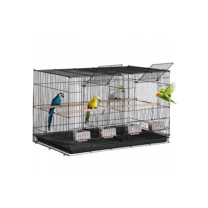 Cage Oiseau 760 x 465 x 465 mm Petite Cage Oiseaux Métal avec Séparateur Perchoirs Tasse dAlimentationiseaux en Voyage