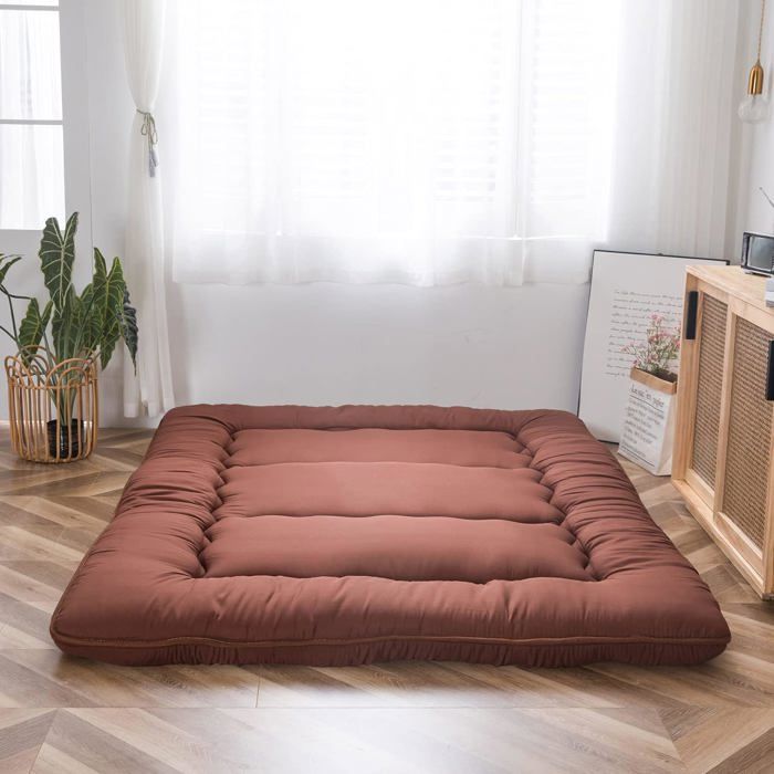 Matelas Futon De Sol Japonais - Matelas Appoint Lit JaponaisFuton Pliable Avec Sac De Transport Camping（Châtaigne90X190Cm）