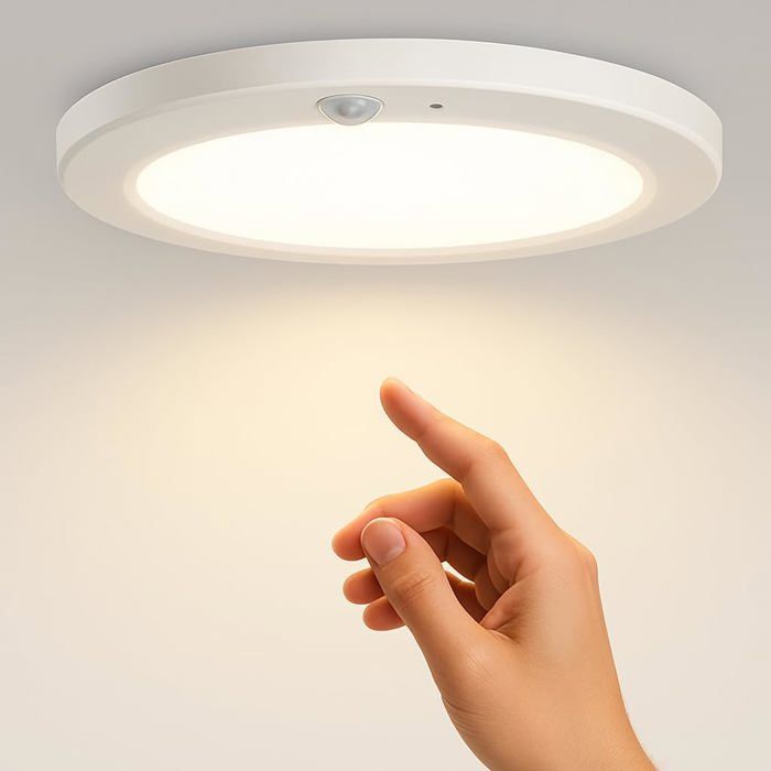 Plafonnier Led Avec Détecteur De Mouvement 15W 1500Lm 3 Températures De Couleur (3000K/4000K/6000K) Ø19Cm Ultraplat Lampe De[AT75]