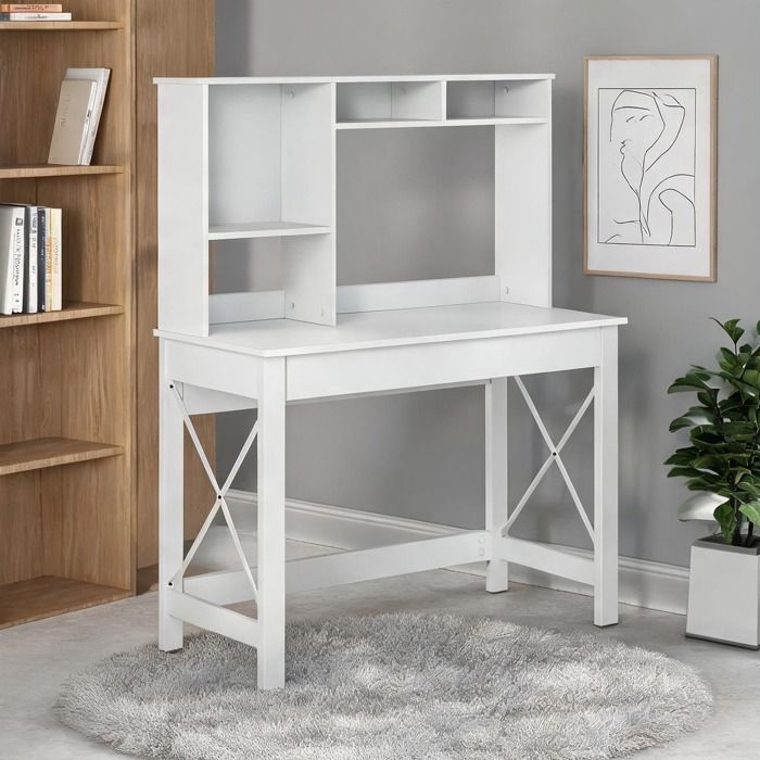 Bureau bibliothèque 2-en-1 en bois 105x50x137 5 cm – Optimise petit espace
