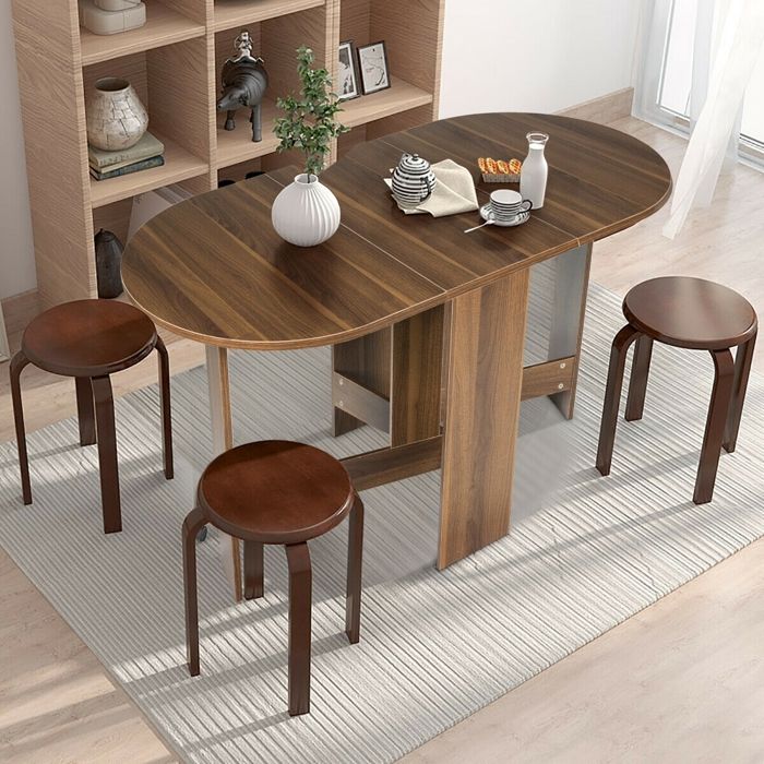 Table à manger extensible 163x80x75cm plateau rabattable polyvalent surface mélamine facile dentretien robuste