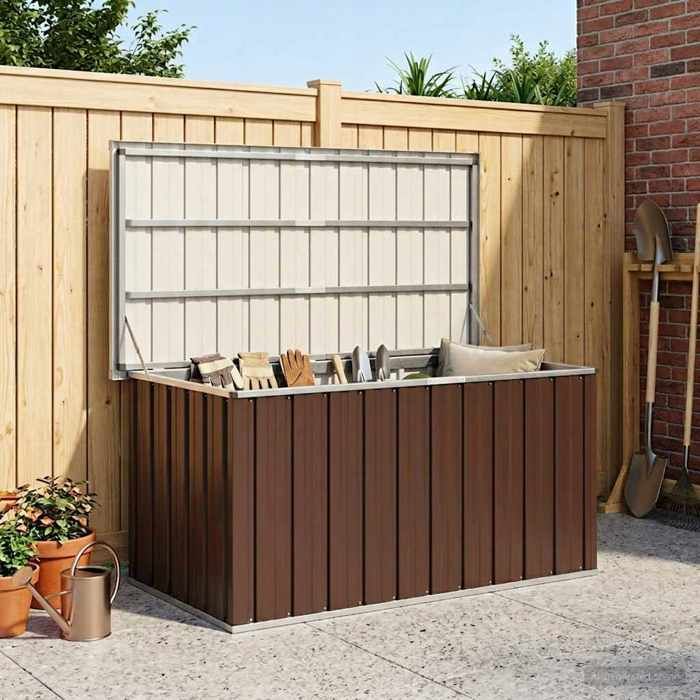 Brun Coffre de rangement de jardin Marron 129x67x65 cm - Meuble de balcon LV59526