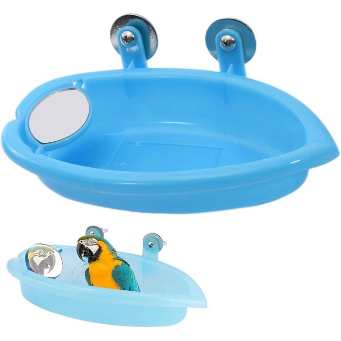 2 Baignoires pour Oiseaux avec Miroirs - Plastique Bleu - Bain Hygiénique et Ludique - Pour Perruc MINI LAVE-LINGE – MINI MACHINE