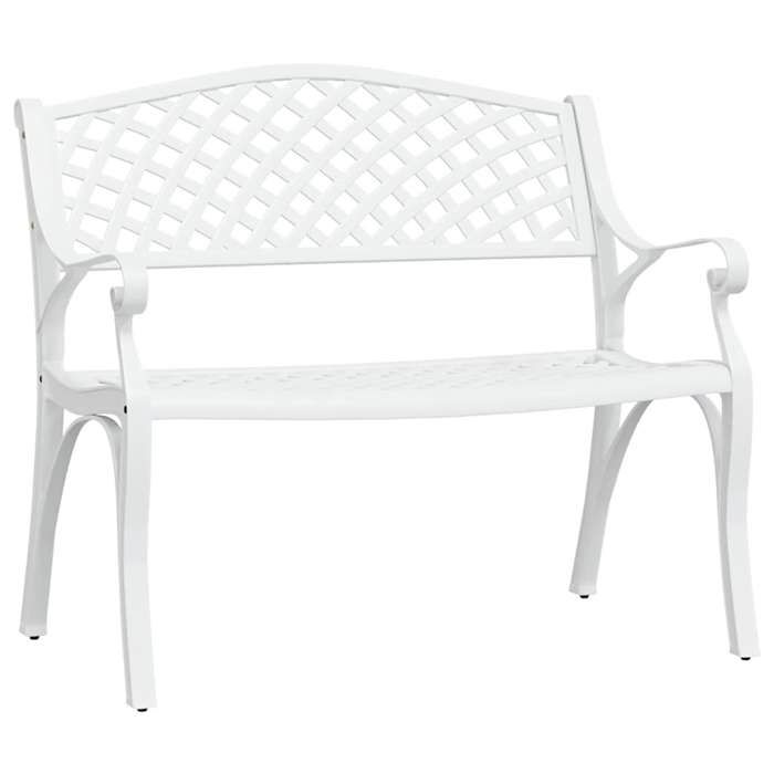 Banc de jardin coulé - Aluminium - Imperméable - Extérieur - Blanc - 102 cm