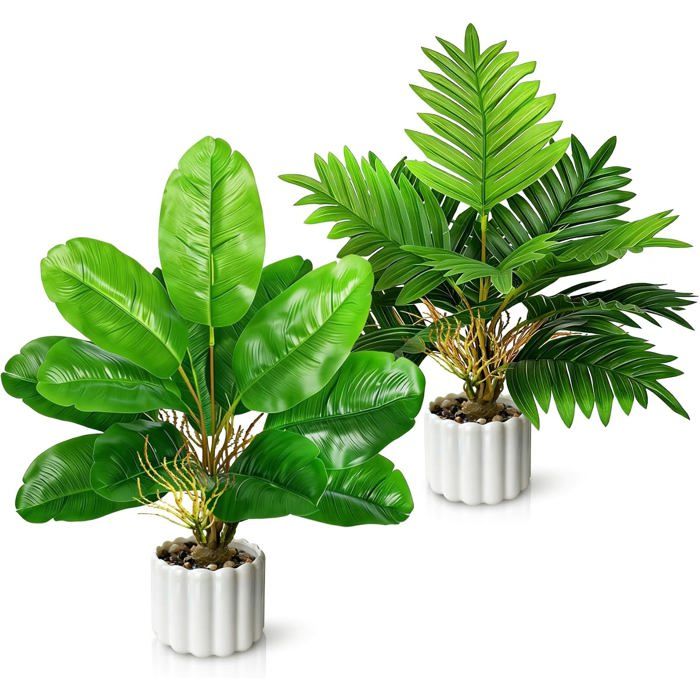 Plantes artificielles dintérieur - Lot de 2 - 33 x 10 x 10 cm - PVC écologique - Style réaliste