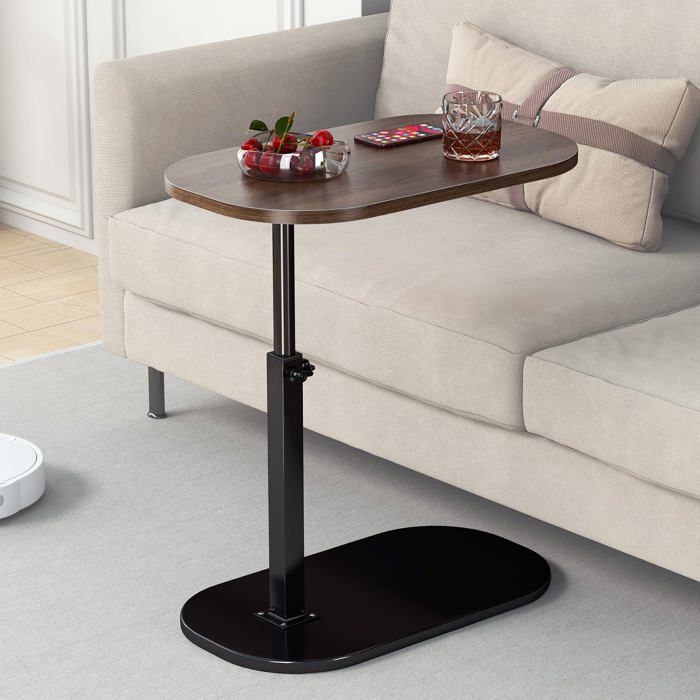 Table dAppoint en Fme de C Hauteur Réglable Coulissante 360° Pivotante pour Canapé Lit Baignoire - Petit Café M TABLE DAPPOINT