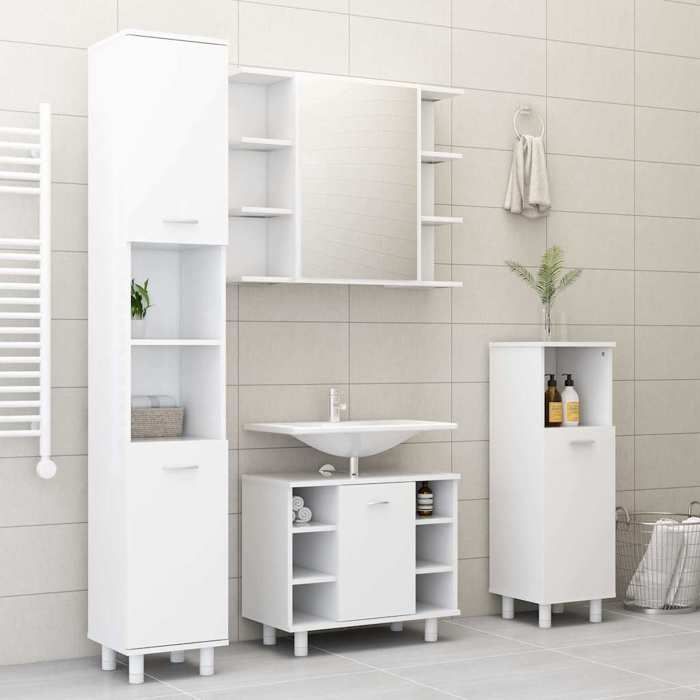 CONFORTHA®Ensemble de meubles de salle de bain 3pcs Blanc Bois ingénierie - Ensembles de meuble (6517)