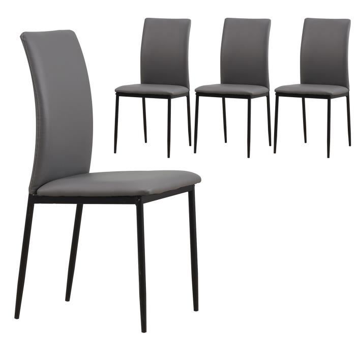 ensemble de 4 chaises de salle à manger albatros capri, - design italien noble, revêtement en similicuir, chaise rembourrée [gris]