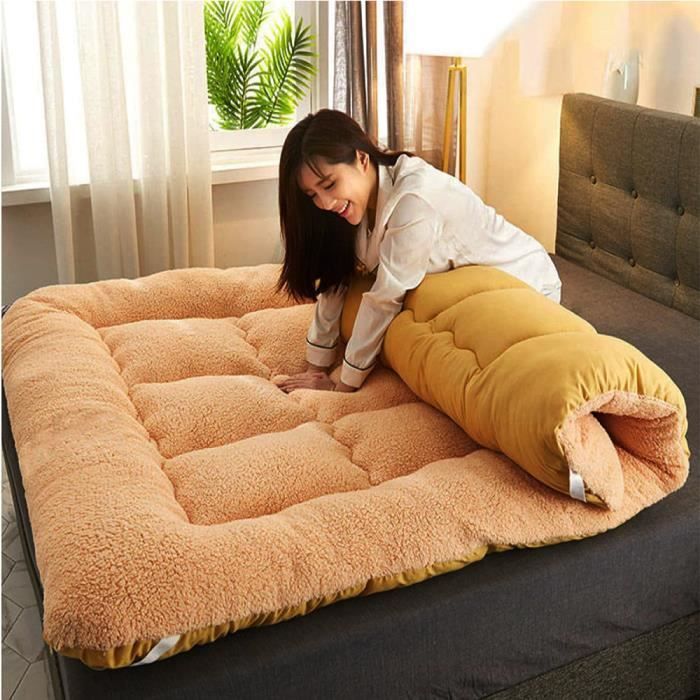 matelas futon épaissir de sol, tatami japonais matelas de couchage pliable, lit d'oreiller de chaise longue au sol,180 x 200cm,kaki